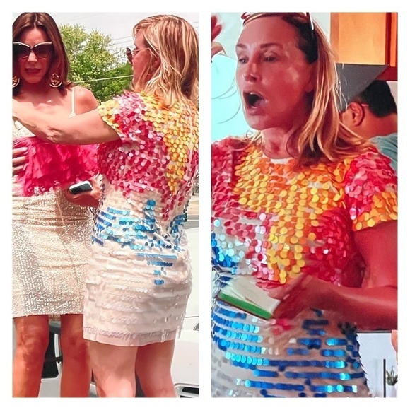 NWT AIDAN MATTOX Short Sleeve Beaded Sequin Mini Sheath Dress Multicolor Size 8 - Picture 2 of 13